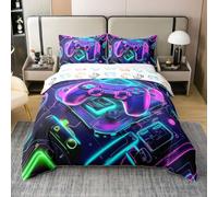 Homewish - Juego de funda nórdica de algodón, 220 x 240 cm, juego de funda nórdica para 2 personas, decoración de dormitorio o jugador de neón, juegos de funda nórdica, consola de juegos, cubre cama