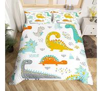Homewish Juego de ropa de cama de dinosaurio para niños, funda de edredón gigante de vida silvestre, juegos de cama de dinosaurios coloridos, funda de edredón de animales kawaii, funda de edredón