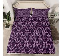 Homewish Juego de ropa de cama gótica de Halloween, fantasma, damasco, morado, para adolescentes y niños, sábana bajera ajustable gótica, vintage, floral, victoriana, para niños, adolescentes, niñas