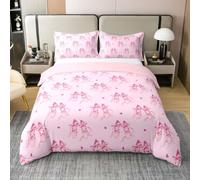 Homewish Juego de ropa de cama para cama individual, diseño de zapatos de ballet con lazo, diseño de corazones de amor, color rosa, para niñas, cálido y suave