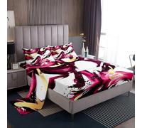 Homewish Juego de sábanas abstractas modernas de color rosa dorado, tamaño King, juego de sábanas geométricas elegantes para adultos, sábanas minimalistas a rayas con pintura de tinta, grafiti en