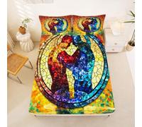 Homewish Juego de sábanas bajeras de tamaño King con diseño de orgullo LGBT, con bolsillo profundo de 40 cm, juego de ropa de cama de estilo exótico rojo y azul con 2 fundas de almohada