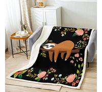 Homewish Kawaii Manta Perezoso Lindo Animal Flor Perezoso Edredón Hermoso Animal Perezoso Manta de Felpa AST Negro Marrón Manta Fuzzy Dibujos Animales Animales Decoración Dormitorio 130x150
