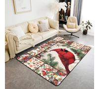 Homewish Lindas alfombras cardenales de 100 x 150 cm, decoración de Navidad, para sala de estar, para adultos, no se desprenden, para invierno, Navidad, caricaturas, alfombras grandes