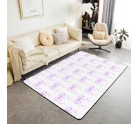 Homewish Lindas alfombras de 150 x 200 cm para dormitorio, sala de estar, moños geométricos, modernos, moquetas grandes de princesa, color morado claro, elegante, con lazo preparado, no se desprenden