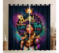 Homewish Lindas cortinas mágicas negras para ventana de 66 x 72 pulgadas, juegos de 2 paneles, bonitas cortinas opacas de princesa, arte de graffiti, cortinas de tratamiento de ventana, palabras