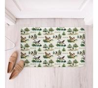 Homewish Mallard - Alfombra de baño antideslizante para decoración de casa de lago, alfombra de baño rústica para baño, tapete verde bosque para puerta de dormitorio, alfombra de entrada de cabaña de