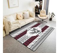 Homewish Mallard Duck - Alfombra de área de 100 x 150 cm para dormitorio, a cuadros rojos, para sala de estar, cabaña rústica, azteca, ginham, alfombra que no se desprende, animales del bosque, casa