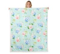 Homewish Manta de forro polar con diseño de hortensias de primavera, tamaño Queen, 229 x 229 cm, diseño de peonía Cottagecore, manta de felpa cálida con flores estéticas para cama, sofá