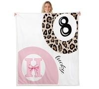 Homewish Manta de forro polar con estampado de leopardo para bebé, 76 x 102 cm, diseño de 8 bolas, cálida manta de felpa Sherpa, alfabeto preparado, inicial H, manta de felpa mullida Y2K, coqueta de