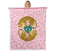 Homewish Manta de forro polar con estampado de leopardo rosa, tamaño Queen, 229 x 229 cm, estampado de leopardos místicos, manta de sherpa de felpa cálida, estilo bohemio con ojos de Hamsa, manta de