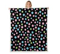 Homewish Manta de forro polar floral de primavera, tamaño Queen, 229 x 229 cm, rosa, verde, azul, flores silvestres, cálida manta de sherpa de felpa estética de granja, manta de felpa mullida bohemia