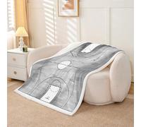 Homewish Manta de forro polar minimalista para cancha de baloncesto para bebé, 76 x 102 cm, cálida manta de felpa sherpa, color blanco y gris, textura de madera, pelota deportiva para cama, sofá