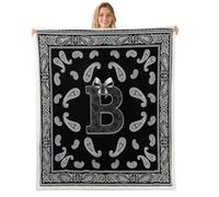 Homewish Manta de forro polar Paisley 26 alfabeto 152 x 203 cm para sofá