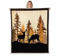 Homewish Manta rústica de forro polar de ciervo del bosque para bebé, 30 x 40 pulgadas, manta de sherpa de animales de caza y vida silvestre, casa de campo vintage, manta de felpa mullida, decoración