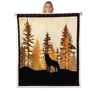 Homewish Manta rústica de forro polar para bebé, 30 x 40 pulgadas, manta de sherpa de lobo y vida silvestre del bosque, casa de campo, casa de campo, manta de felpa mullida, decoración temática de