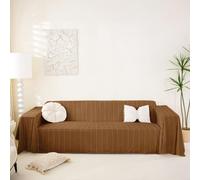 Homewish Modern Line - Funda de sofá a rayas de 231 x 340 cm | Funda de sofá de rayas marrones y negras, protector de sofá simple vintage de lujo para sofá de 2, 3 y 4 plazas, sofá modular