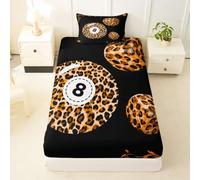 Homewish Sábanas de cama individual de 8 bolas de guepardo | Coquette Leopard - Sábana bajera ajustable con bolsillo profundo de 16 in / 40 cm, Y2K Cool Girly, funda de cama para niña