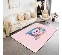 Homewish Salamander - Alfombra de área de 100 x 150 cm, diseño de letras A-Z, color rosa, ajolote rosa, para niñas, lindo alfabeto, alfombra decorativa marina D Kids Kawaii Coral antideslizante para