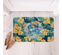 Homewish Tapete de baño con diseño de cangrejo costero y océano para baño, tapete de puerta de mármol verde dorado para dormitorio, alfombra de baño rústica, alfombra de baño antideslizante, alfombra