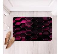 Homewish Tapete de baño hexagonal degradado antideslizante rosa con diseño de panal de abeja para baño, tapete geométrico de neón para puerta de dormitorio, tapete de entrada de colmena brillante