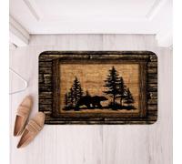 Homewish Tapete de puerta de oso salvaje para dormitorio, vintage, cabaña, baño, antideslizante, rústico, alfombra de baño para baño, alfombra de entrada retro de granja, 16 x 24 pulgadas