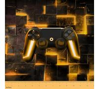 Homewish The Yard - Tela para mando de videojuegos, tela de tapicería impermeable, para consola de juegos, para niños y adultos, tela decorativa para interiores y exteriores, color negro y naranja, 1