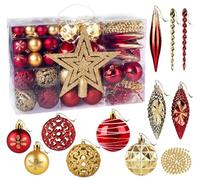 Homewit - 102 bolas de Navidad de 3 a 6 cm para árbol de Navidad, adornos de bolas de Navidad rojas y doradas, adornos de plástico inastillables, decoración de bolas y regalos colgantes para colgar