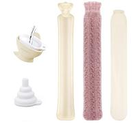 Homewit 2 litros Bolsa de agua caliente grande con funda de hilo de chenilla supersuave, bolsa de agua caliente XXL para hombro, botella de calor para cuello y botella de cama, color rosa oscuro