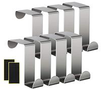 Homewit 8 ganchos reversibles de acero inoxidable para puerta con 16 piezas de protección de espuma de goma para oficina, baño, cajón de armario de cocina