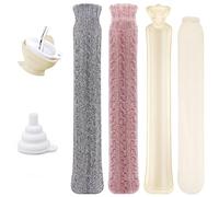 Homewit Bolsa de agua caliente larga 2 litros,con 2 fundas de hilo de chenilla,bolsa de agua caliente alargada de,Bolsas de calor XXL para hombro, cuello y botella de cama