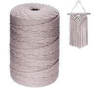Homewit Hilo de macramé de 3 mm x 300 m, cuerda de macramé natural, hilo de algodón macramé para manualidades, hilo para macramé, gris y rosa