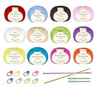Homewit Ovillo de lana para ganchillo, 12 colores x 50 g, 100% algodón para ganchillo, para principiantes y entusiastas del bricolaje