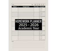 Homework Planner 2025-2026 Academic Year for ADHD Students: Undated Assignment Journal Notebook for middle, high school and College