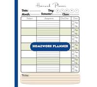 HOMEWORK PLANNER: Assignment Tracker For Elementary, Middle and High School Students - Large 8,5" X 11"