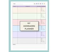 Homework Planner for ADHD Students: Colorful Undated Assignment Tracker Journal Notebook for Elementary, Middle, High School & College Students