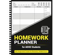 Homework Planner for ADHD Students: Daily Assignments Tracker for Elementary, Middle, High School and College