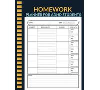 Homework Planner for ADHD Studentsm:A Minimalist adhd planner and Undated School Assignment Tracker