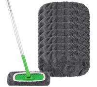 HOMEXCEL Almohadillas reutilizables de microfibra compatibles con Swiffer Sweeper, 8 unidades, almohadillas húmedas lavables para uso húmedo y seco, almohadillas de cabeza de fregona de limpieza gris