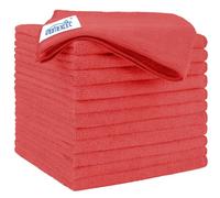 HOMEXCEL Paquete de 12 paños de limpieza de microfibra rojos, toalla de microfibra de 12.5 x 12.5 pulgadas para automóviles, trapos de limpieza ultra absorbentes, toallas de limpieza sin pelusa para