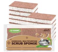 HOMEXCEL Set de 12 esponjas de Cocina Naturales, de Doble Cara, Resistente a los arañazos, Esponja de celulosa Segura para sartenes antiadherentes