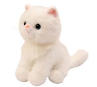 HOMEXYLYL Animal de Peluche de Gato, Juguete de Peluche Gato Negro Realista Cuerpo Suave y Flexible Regalo cumpleaños Boda decoración del hogar niños Adultos(White)