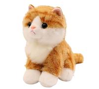 HOMEXYLYL Animal de Peluche de Gato, Juguete de Peluche Gato Negro Realista Cuerpo Suave y Flexible Regalo cumpleaños Boda decoración del hogar niños Adultos(Orange)