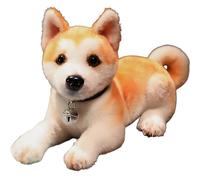 HOMEXYLYL Peluche De Akita Inu, Perro Japonés Realista Cachorro Suave Y Articulado For Decoración del Hogar Regalo De Peluche For Niños Amantes De Los Perros(Lying Down,30cm/11.8")