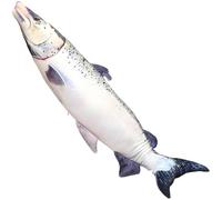 HOMEXYLYL Peluche De Salmón Realista, Almohada Gigante 3D De Pez De Peluche For Gatos, Mascotas Niños Regalos De Cumpleaños Almohada Corporal Suave Y Realista For Sofá Cama(Salmon,60cm(23.6 In))