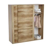 Homey - Armario 2 Puertas Correderas con Altillo Diana para Dormitorios de Matrimonio o Individuales, Color Cañón, Medidas: 180 cm (Ancho) x 208 cm (Alto) x 55 cm (Fondo)