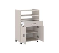 Homey - Armario Auxiliar de Cocina con Ruedas Alais, Mueble Multiusos con Cajón y Varios Compartimentos, Práctico y Funcional, Color Beige, 60 cm (Ancho) x 85.5 cm (Alto) x 40 cm (Fondo)