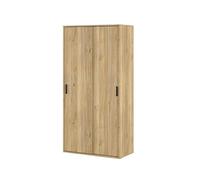 Homey - Armario de Dos Puertas Correderas con Altillo Modelo Alais para Dormitorios de Matrimonio e Infantiles, Color Roble Miel, Medidas: 100 cm Ancho x 200 cm Alto x 50 cm Fondo