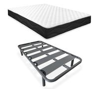 Homey - Cama Completa con Colchón Sleep Pro Reversible + Somier de Láminas Reforzado con 4 Patas Cilíndricas Metálicas Roscadas, 105 x 190