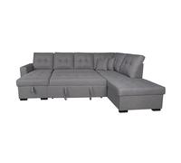 Homey - Chaise Longue Derecho Rinconera Sofá Cama en U con Arcón de Almacenaje Modelo Vento, Diseño Moderno, Práctico y Funcional, con Cojines Decorativos de Regalo, Color Gris